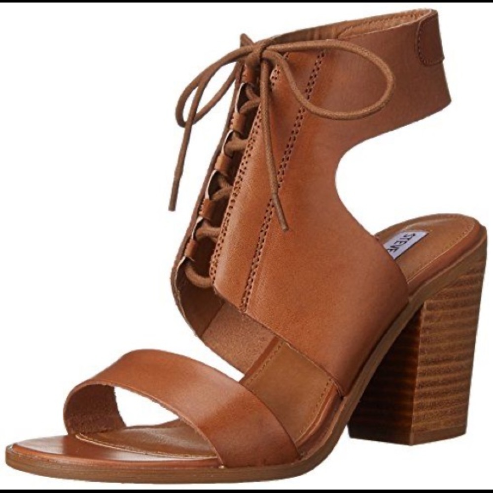 Steve Madden Leather Lace Up Heeled Nanno Sandals